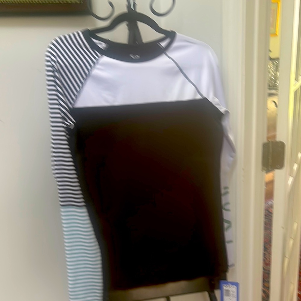 Roxy Black and White Swim Coverup with Striped Design